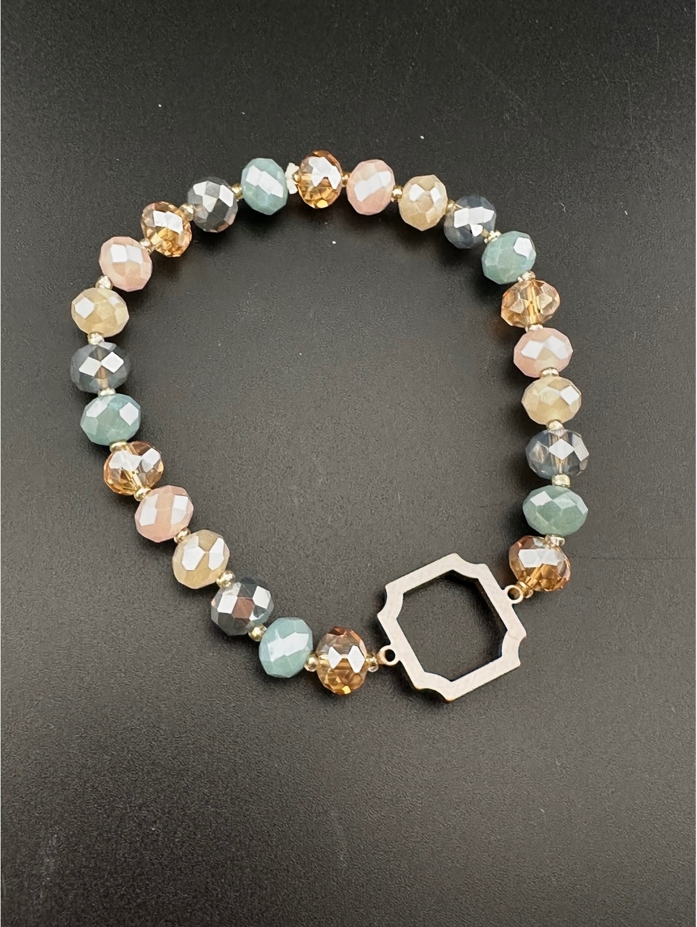 Multicolor Faceted Beaded Bracelet with Geometric Clasp